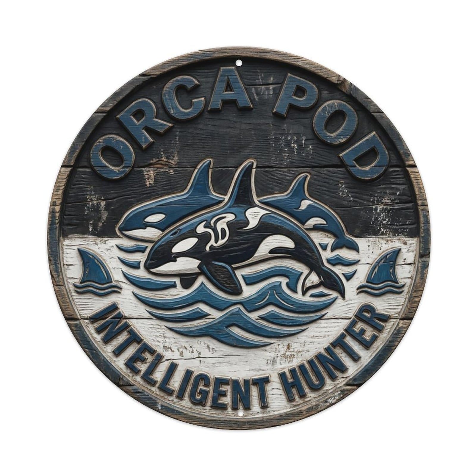 Cxhjca 8X8inch(20X20cm) Orca Pod Intelligent Hunter Metal Tin Sign