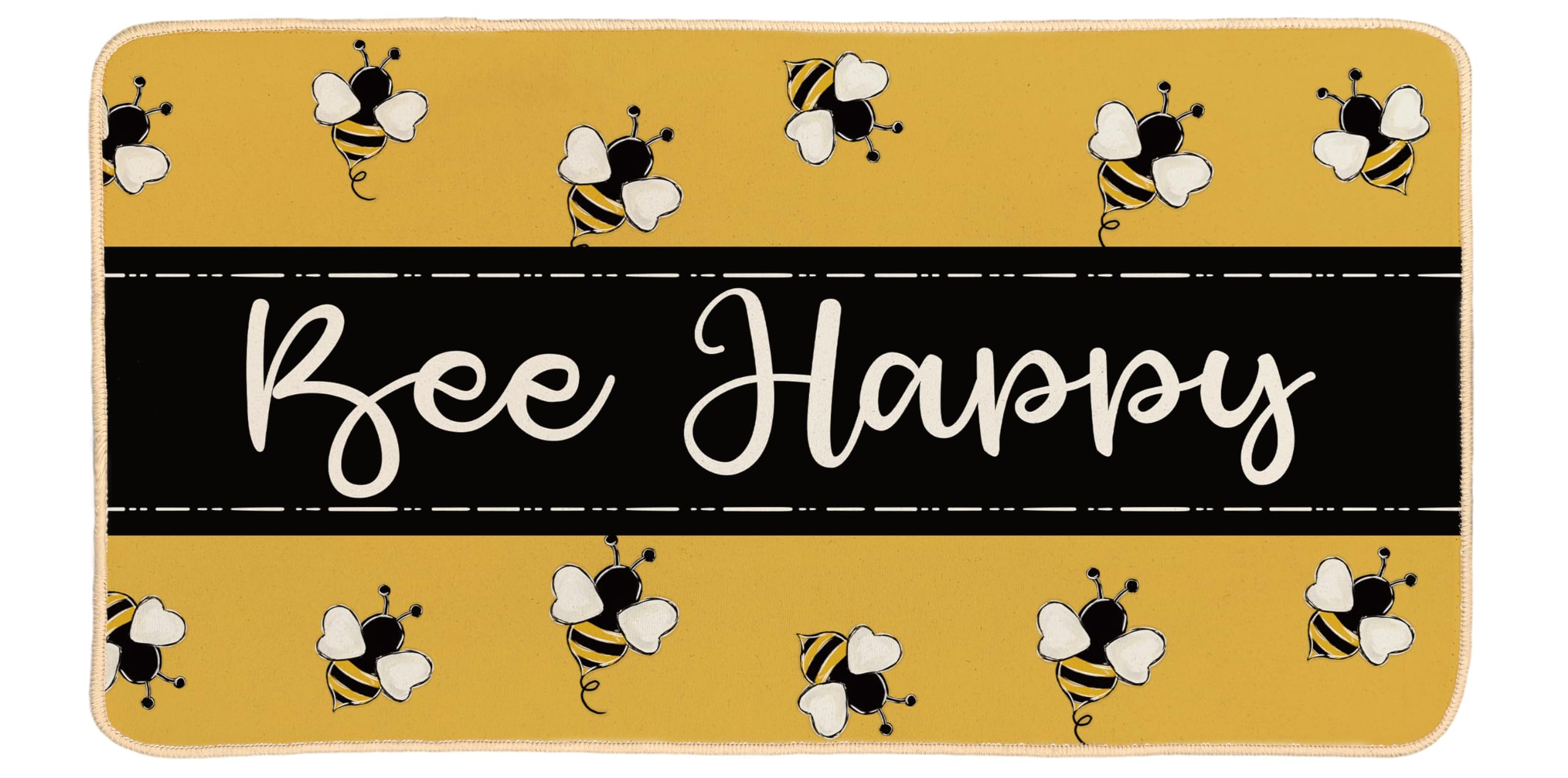 ETYZE Welcome Mat Front Door Yellow Bee Decor Indoor Outdoor Entryway Doormat, Summer Seasonal Home Kitchen Bath Mat Bumble Bee Decoration, 30 x 16