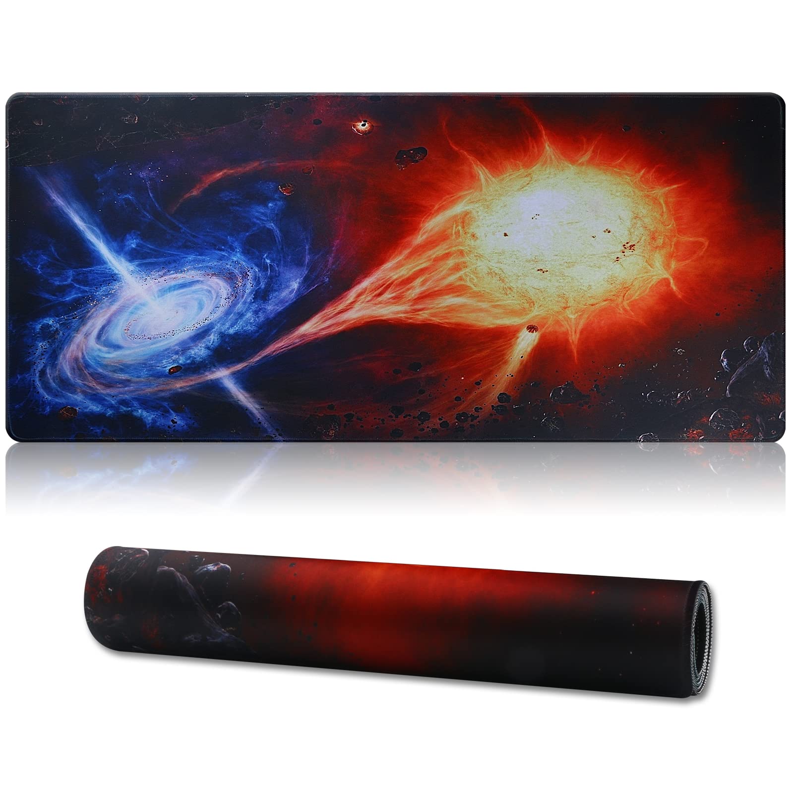 Jahosin Large Gaming Mouse Pad with Stitched Edges,[35.4x15.7In] Extended Mouse Pad with Non-Slip Natural Rubber Base for Gamer/Desktop/Office/Home-90x40 Shuangzi06