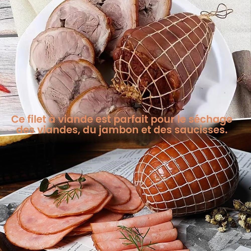 Rouleaux de filet à viande en coton 1m x 9cm, filet de cuisson élastique pour rôtir et conserver viandes