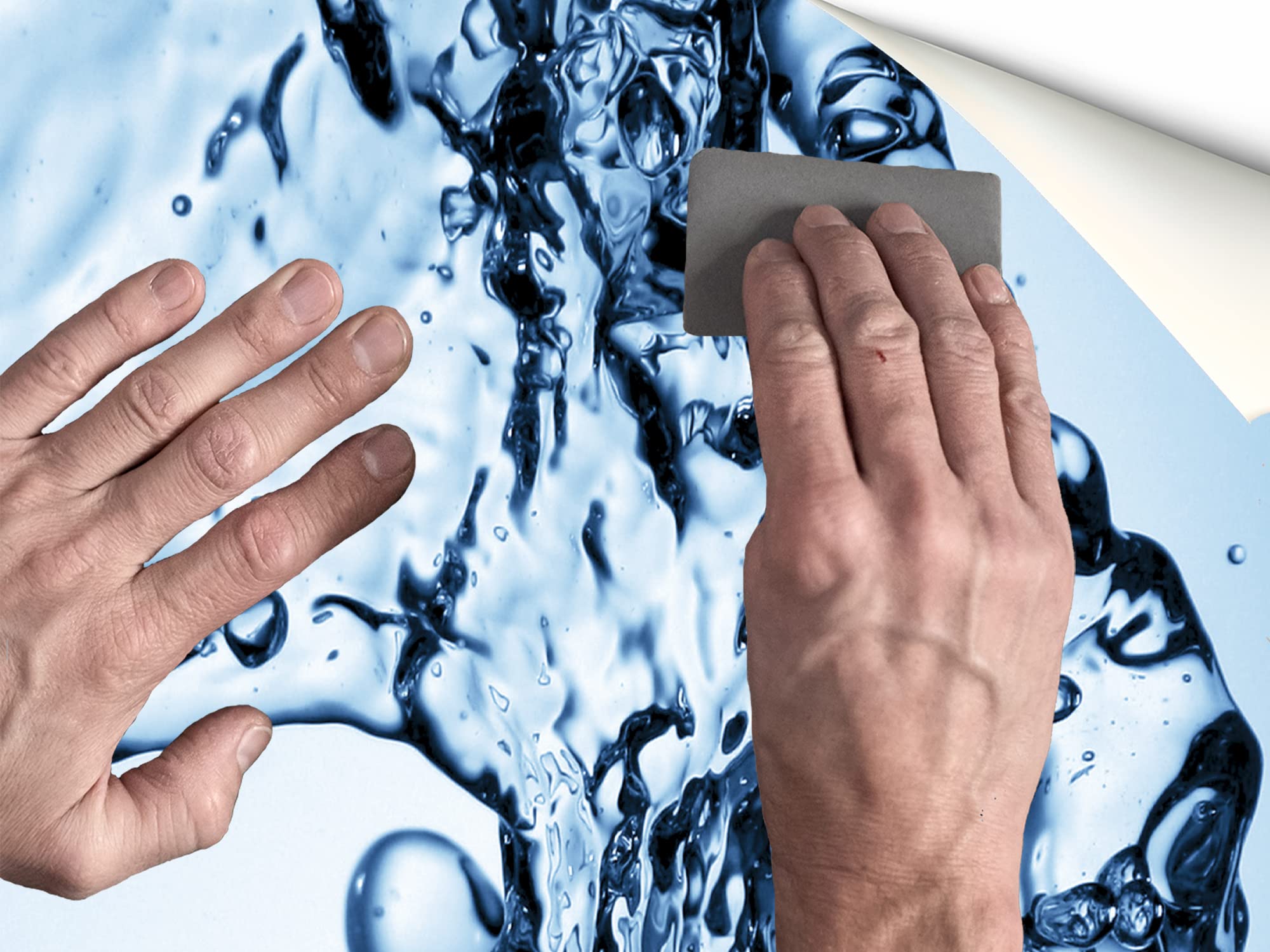 Adesivo Per Frigorifero Design Acqua Agitata - Vinile Decorativo 200x60 Cm, Facile Applicazione - Foto 6