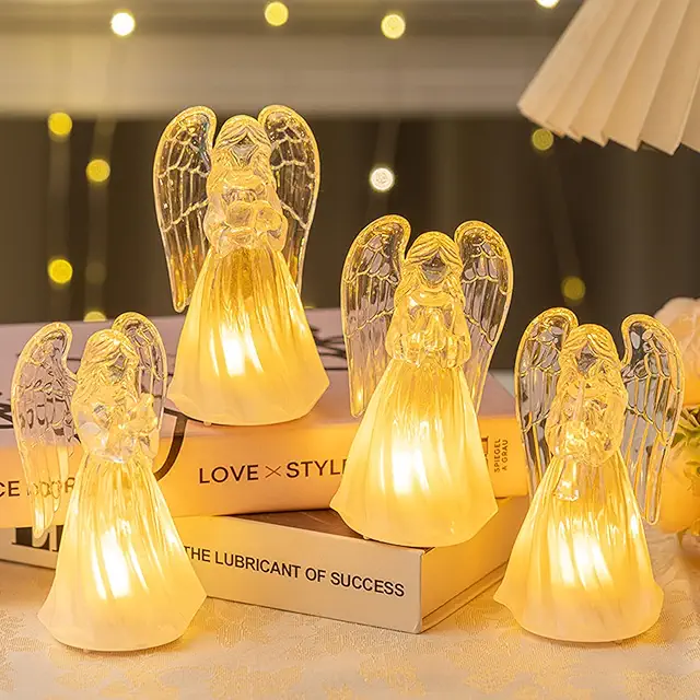 LED Engel Figuren Set mit warmem Licht - 4-teilige Weihnachtsdeko