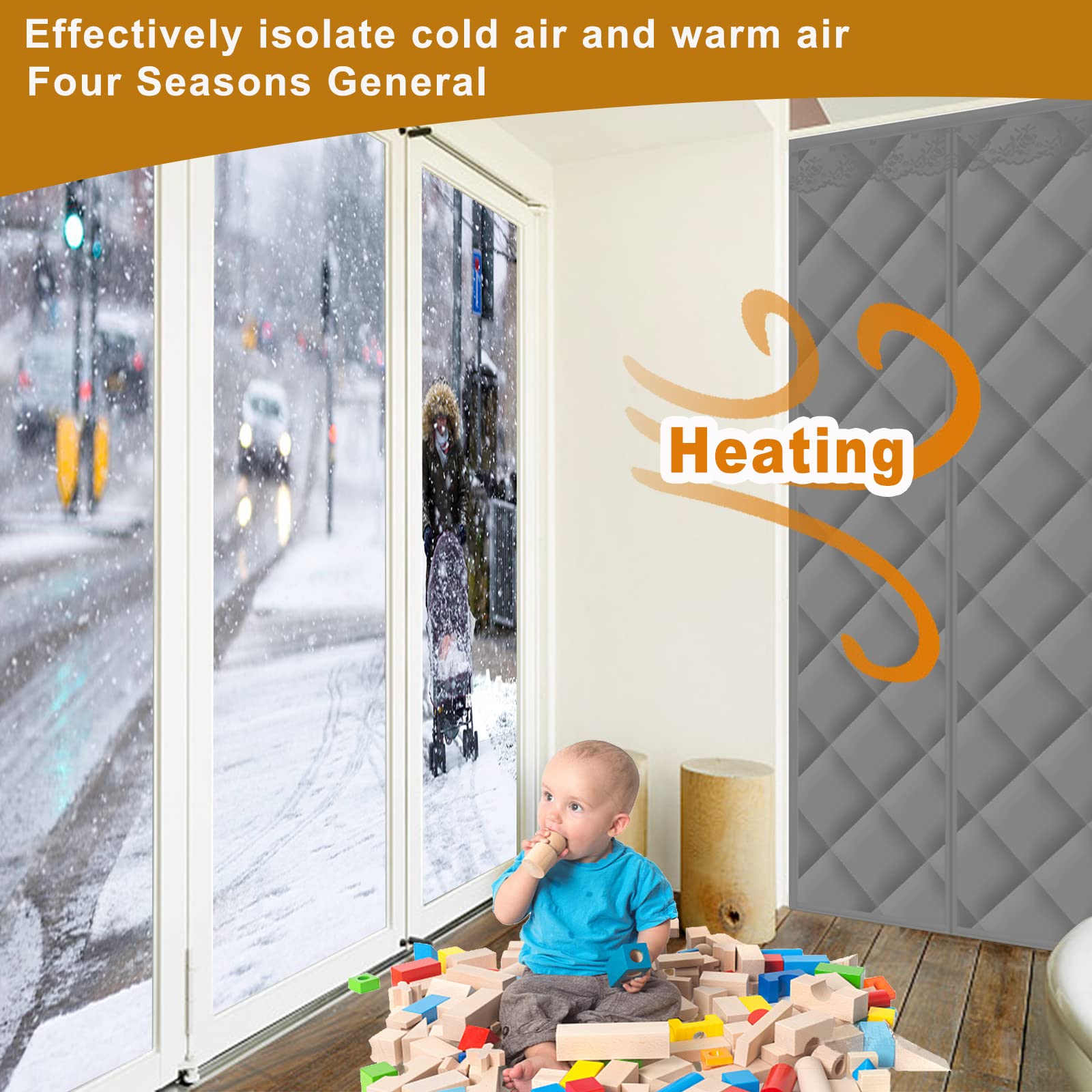 Tenere Caldo Tenda per Porte Divisorie 110x240cm,Termica E Isolante Prova di Vento Termica Tenda Automatica Facile da Installare Inverno Tenda di Porta di Cotone Rimovibile per Garage,caffè
