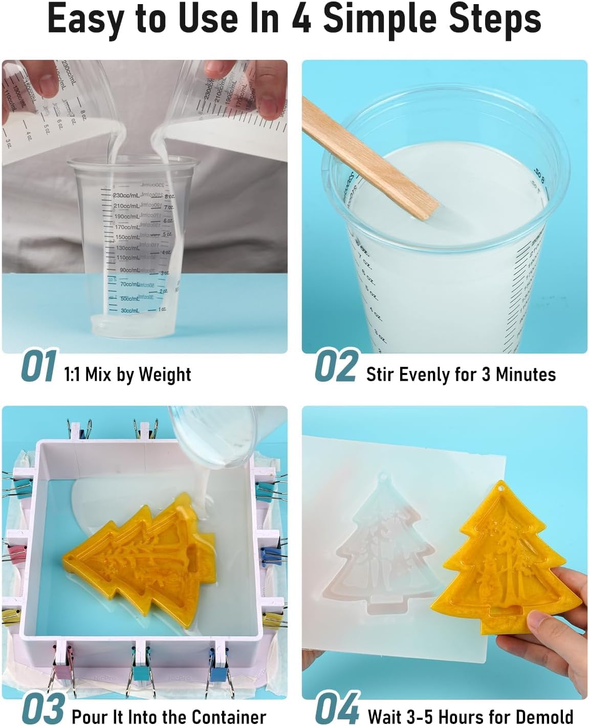 Nicpro 74oz/2188mL goma de silicona, Kit de fabricación de moldes de silicona relación de mezcla 1:1 para fundición de resinas 3D, bricolaje con carcasa de molde, tazas de mezcla