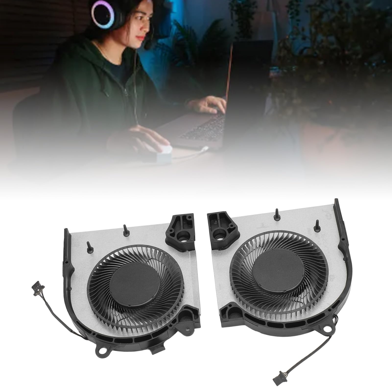 ASHATA Ventilatore di ricambio per G15 5515, design robusto, prestazioni di raffreddamento affidabili, lega di alluminio, funzionamento silenzioso, 1 pezzo (CPU e GPU)