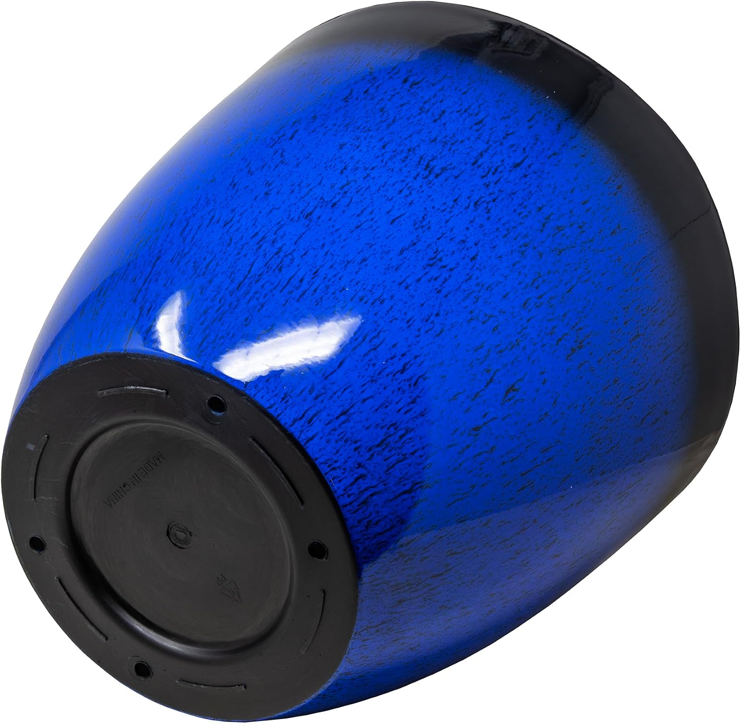 Garden Elements Silhouette Round Planter, Blue & Black, 15in - Indoor/Outdoor Tall Modern Flower Pot with Smooth Finish and Contemporary Color Accent