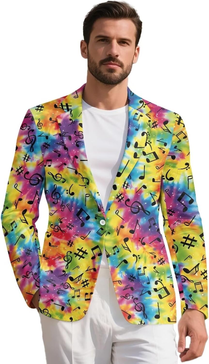Men's Casual Lapel Blazer Stretchy Breathable One Button Sports Coats with Lined for Prom Party & Dinner Size S-5XL