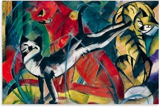 Three Cats By Franz Marc Expressionism Poster Canvas Wall Art Prints Gifts Photo Picture Paintings Room Decor Home Decorative 12x18inch(30x45cm)