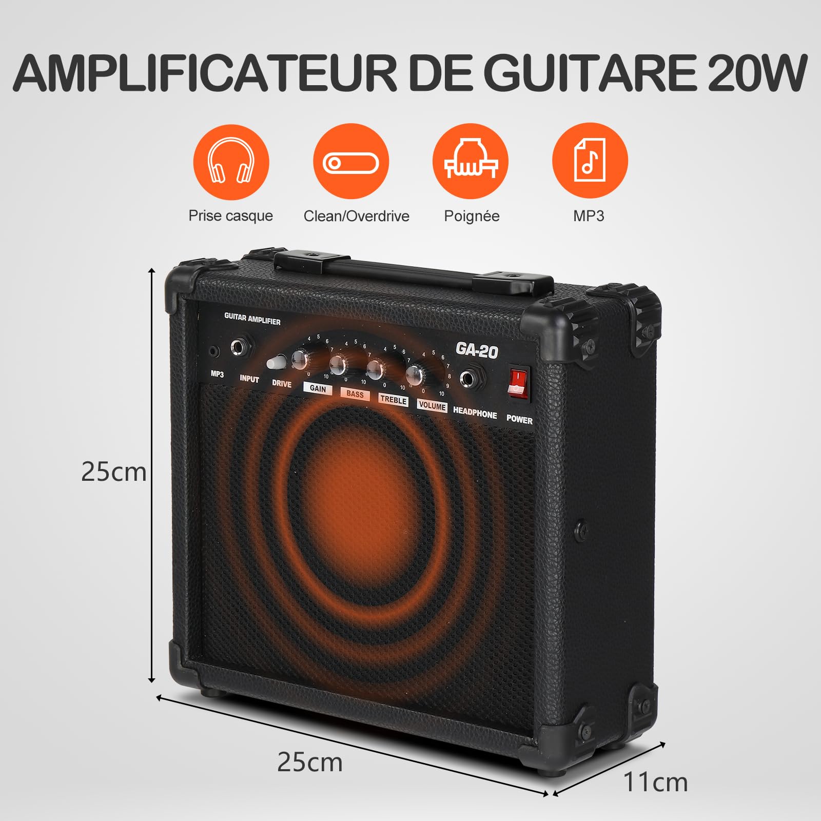 LEADZM E Gitarre Set, 39 Zoll Electric Guitar mit 20W Lautsprecher, Inklusive Gitarrentasche, Plektrum, Gurt, Verbindungskabel, Geeignet für Anfänger (Schwarz)