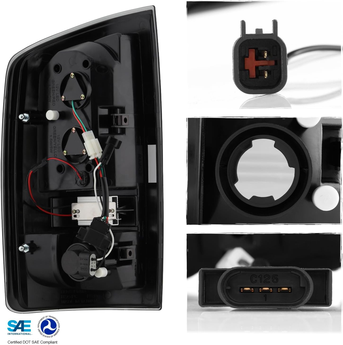 AKKON - For 07-08 Ram 1500 07-09 Ram 2500 3500 Pickup Black Smoke LED Tail Lights Brake Lamps Replacement