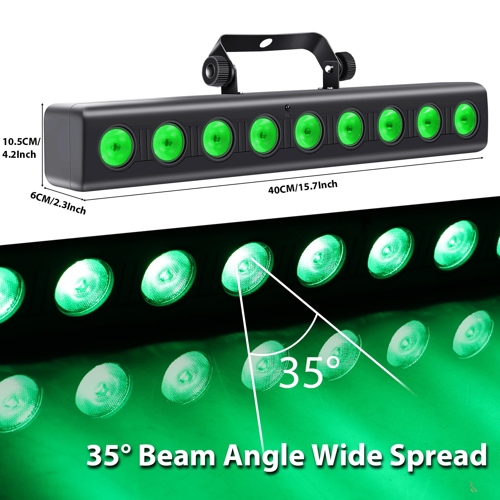 LED-Bühnenlichtleiste, 50 W, 9 LEDs, 4-in-1, RGBW, DJ-Bühnenlichter, Bar mit Fernbedienung, Soundaktiviertes DMX-Bühnenlicht für Kirche, Veranstaltungen, Hochzeit, Disco, Party, DJ-Lichter, 4