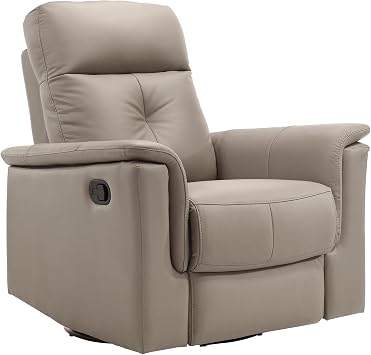 Lexicon Leather Match Upholstered Swivel Glider Recliner Chair, Latte