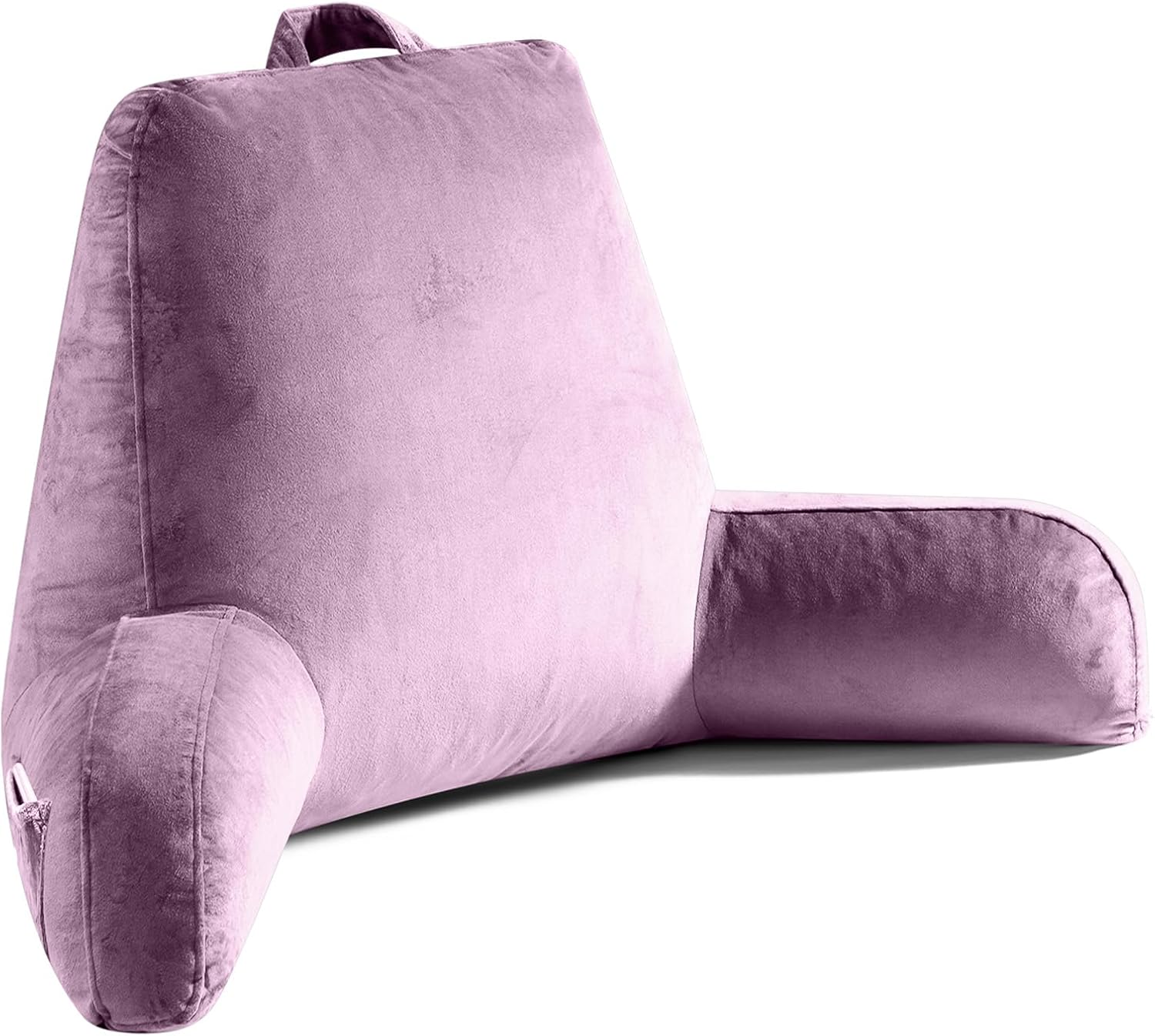 Reading Pillow for Sitting in Bed Adult, Reading Pillow with Shredded Memory Foam, Bed Pillow with Washable Cover, Back Pillow Sitting Up with Extend Arms, Purple, X-Large Purple X-Large