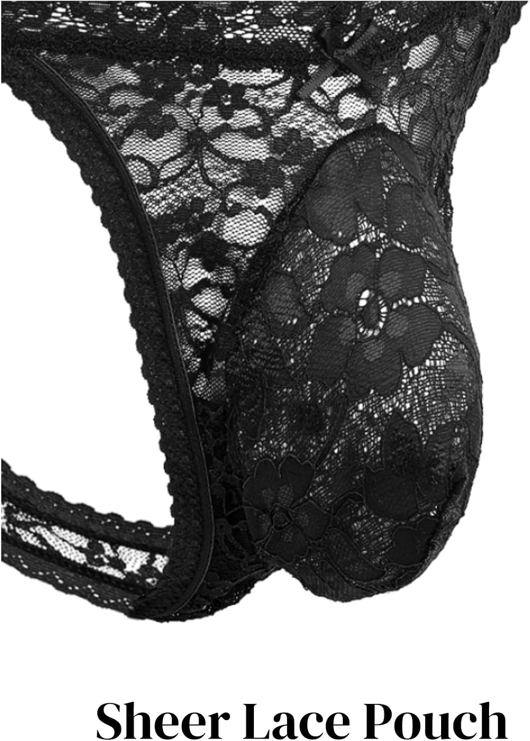 Men's Lace Frilly Sissy Thong Panties Sheer Mesh Bikini Briefs T-back G-string Underwear