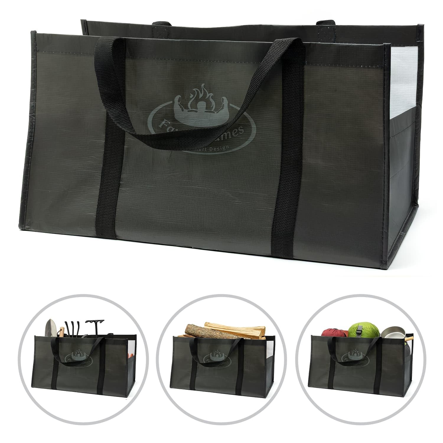 CKB LTD Large Firewood Carrier Bag, Multi-Purpose Heavy Duty Tote, Traditional Easy Carry for Fireplace Wood Stoves, Logs - Image 3