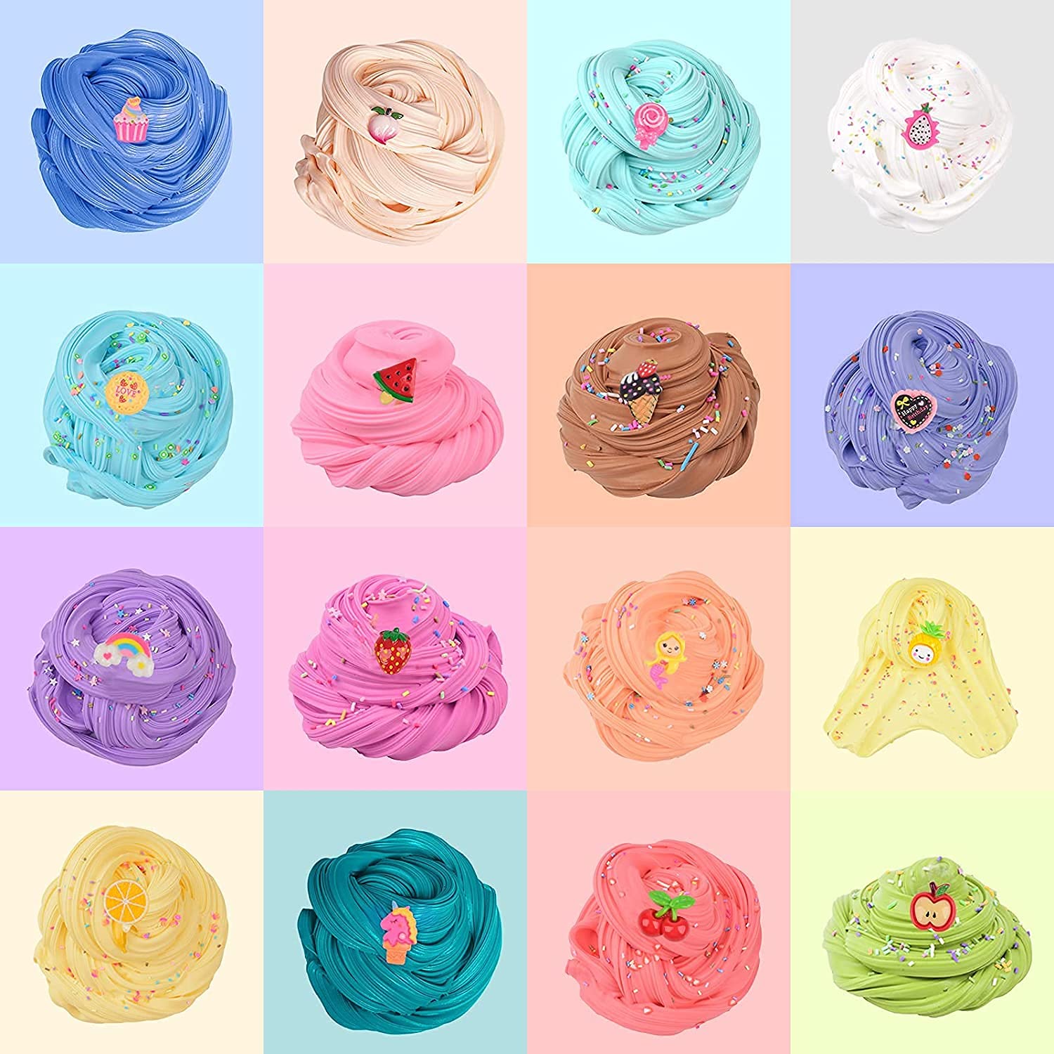 Buy 19 Pack Fluffy Butter Slime Kit, with 2 Pack Stress Relief Balls