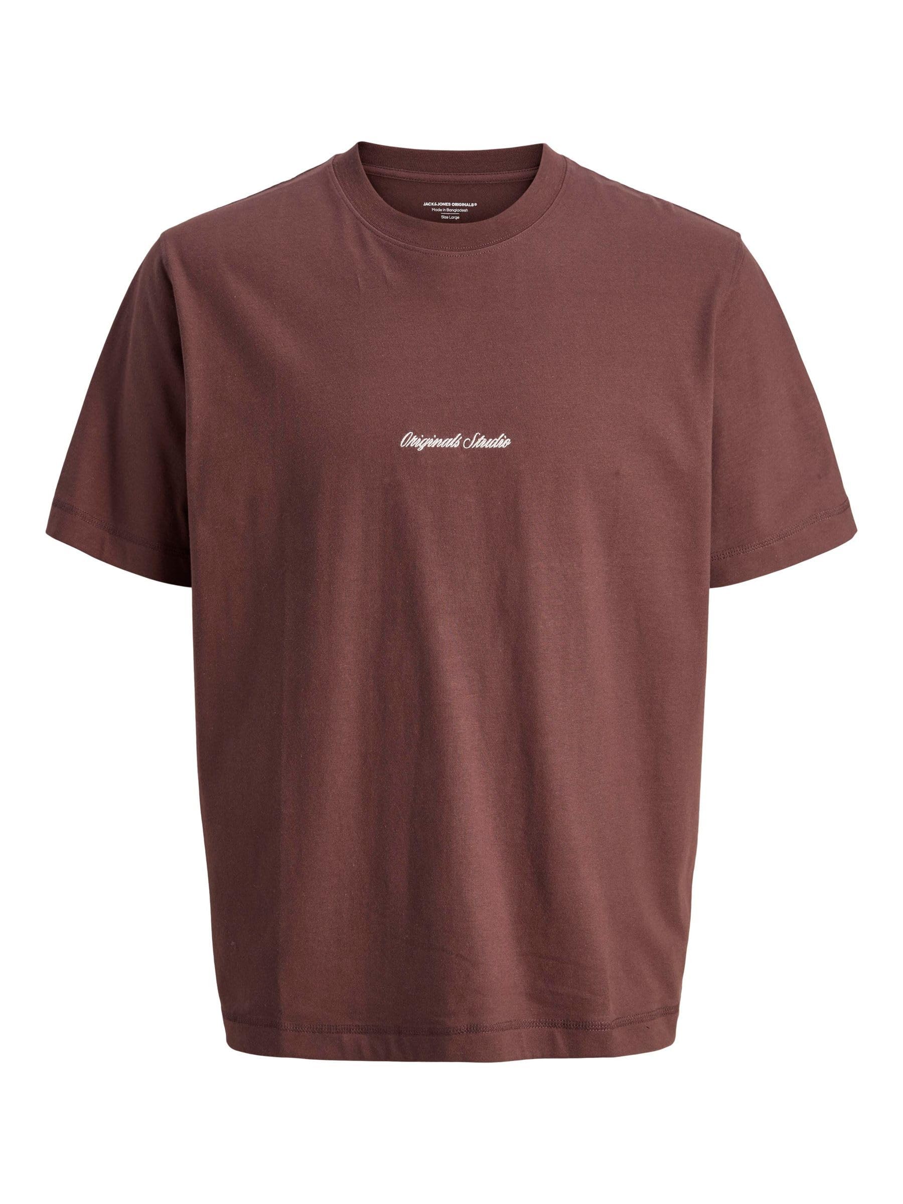 JACK & JONES Jornorrebro Emb Tee SS Crew Neck Noos, Deep Mahogany, L