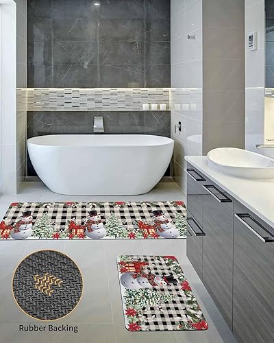 Miniatura 5 de Tapete de baño de muñeco de nieve de Navidad para bañera, antideslizante, de secado rápido y absorbente, de tierra de diatomeas, tapete de cocina,