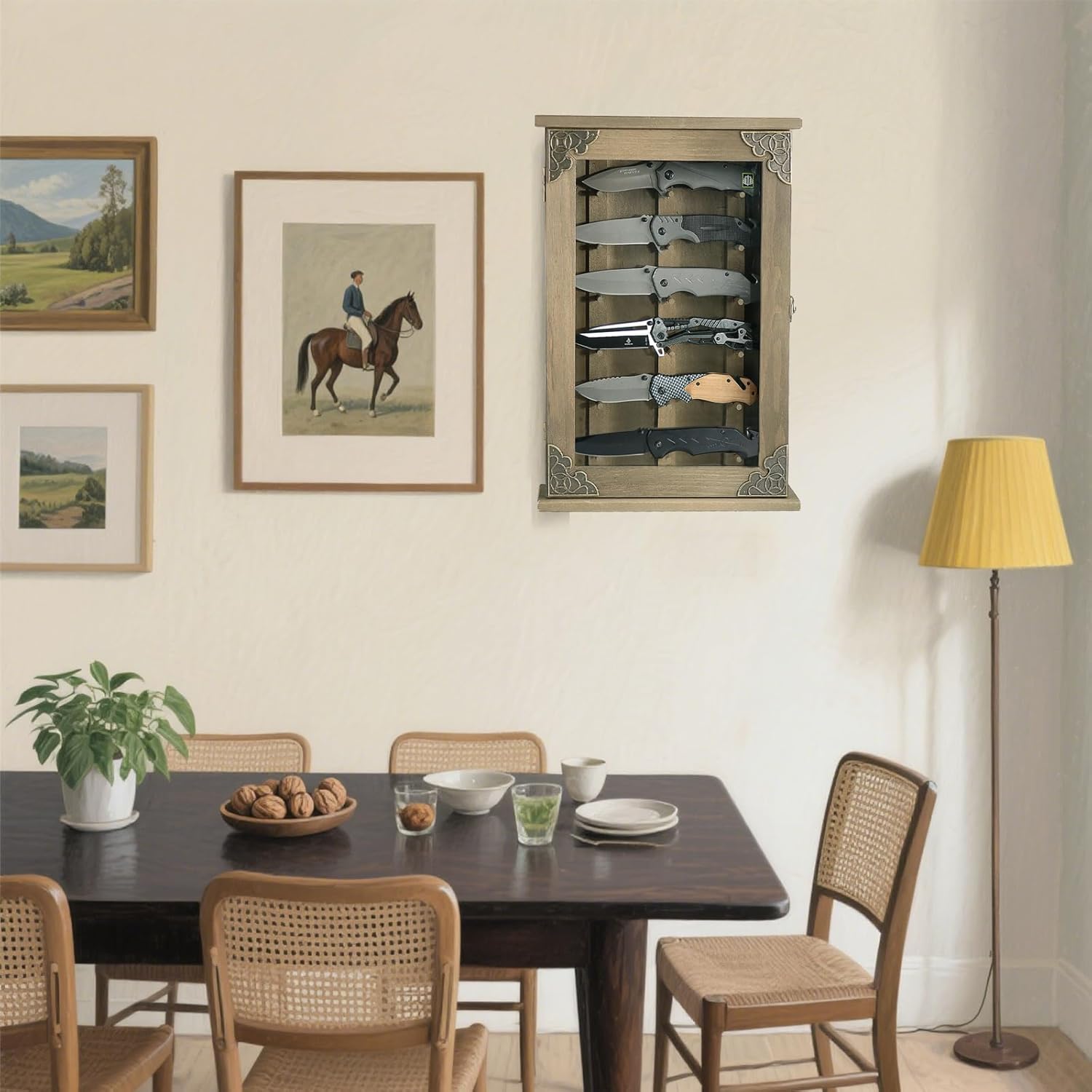 Wooden Knife Display Case-Pocket Knife Shadow Box-Knife Cases for Collections On The Wall