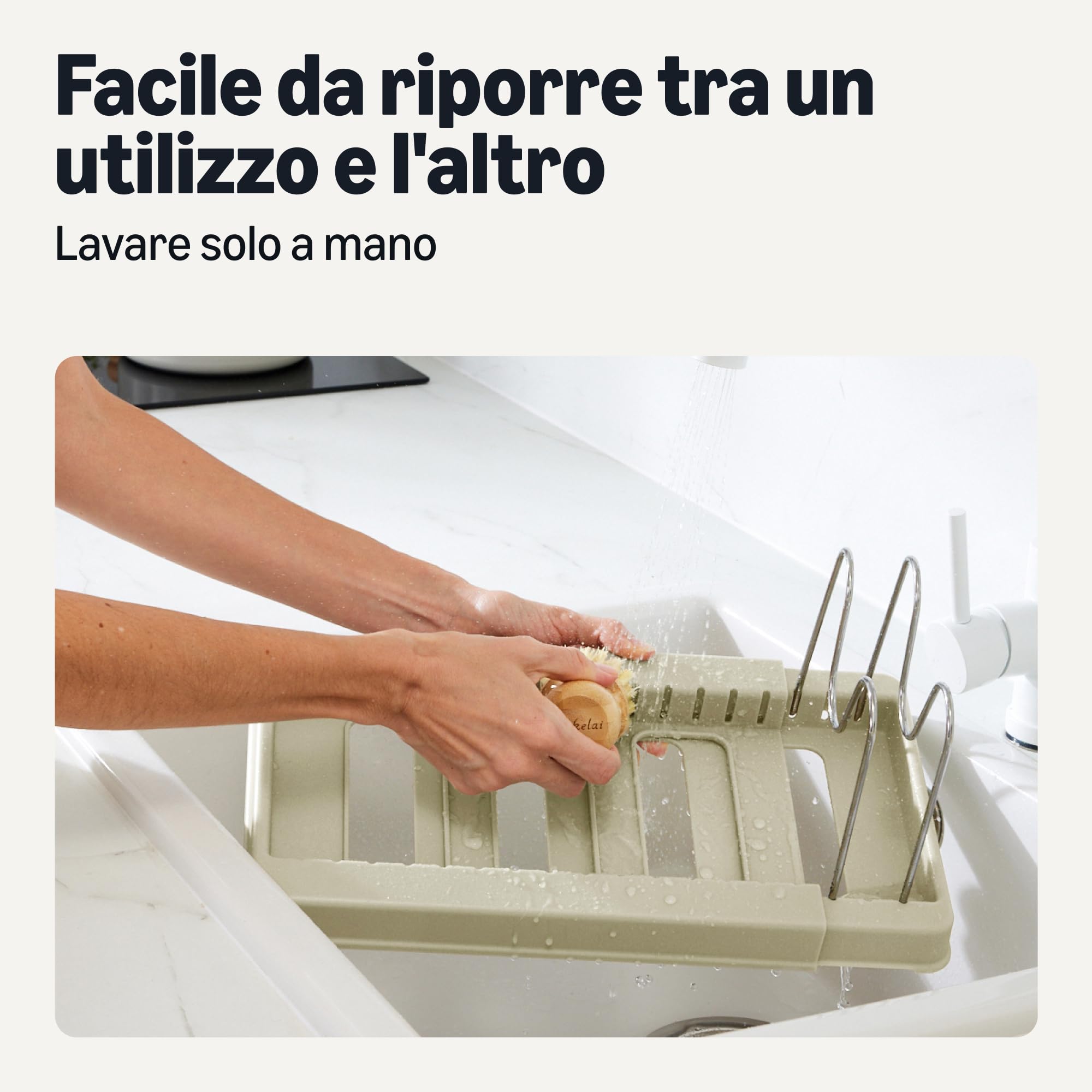 Amazon Basics Organizer per Pentole e Teglie, Include 10 Divisori, in Acciaio Inox, Espandibile da 31cm a 53cm