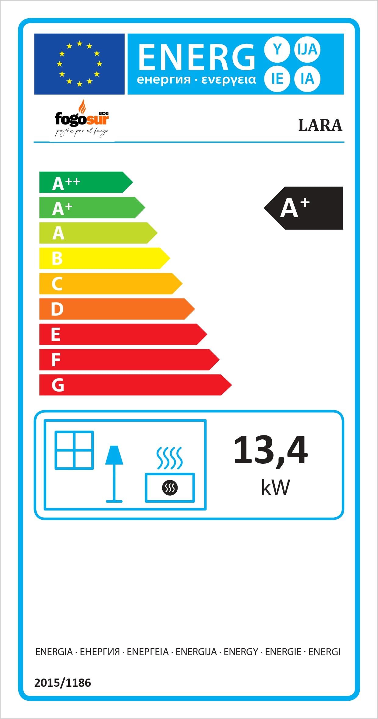 MF - Stufa a Legna Lara da 13,4 kW in Acciaio con Ampio Vetro Panoramico, Camera in Vermiculite e Vetro Ceramico Pulito - Alta Efficienza e Basse Emissioni