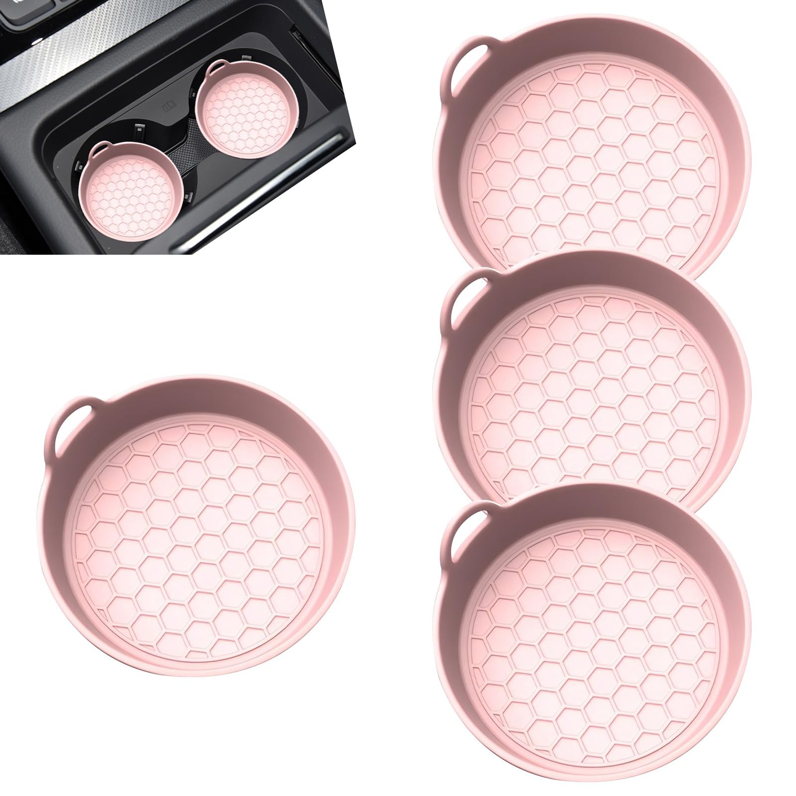 4 Pcs Car Cup Holder Coaster for Chevrolet Bolt EV 2022 2023, Non-Slip Insert Water Bottle Holder Pads Recessed Silicone Cup Holder Coaster,Pink