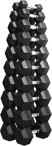 Vista 12 de Signature Fitness Juego de mancuernas hexagonales con revestimiento de goma premium, varios paquetes