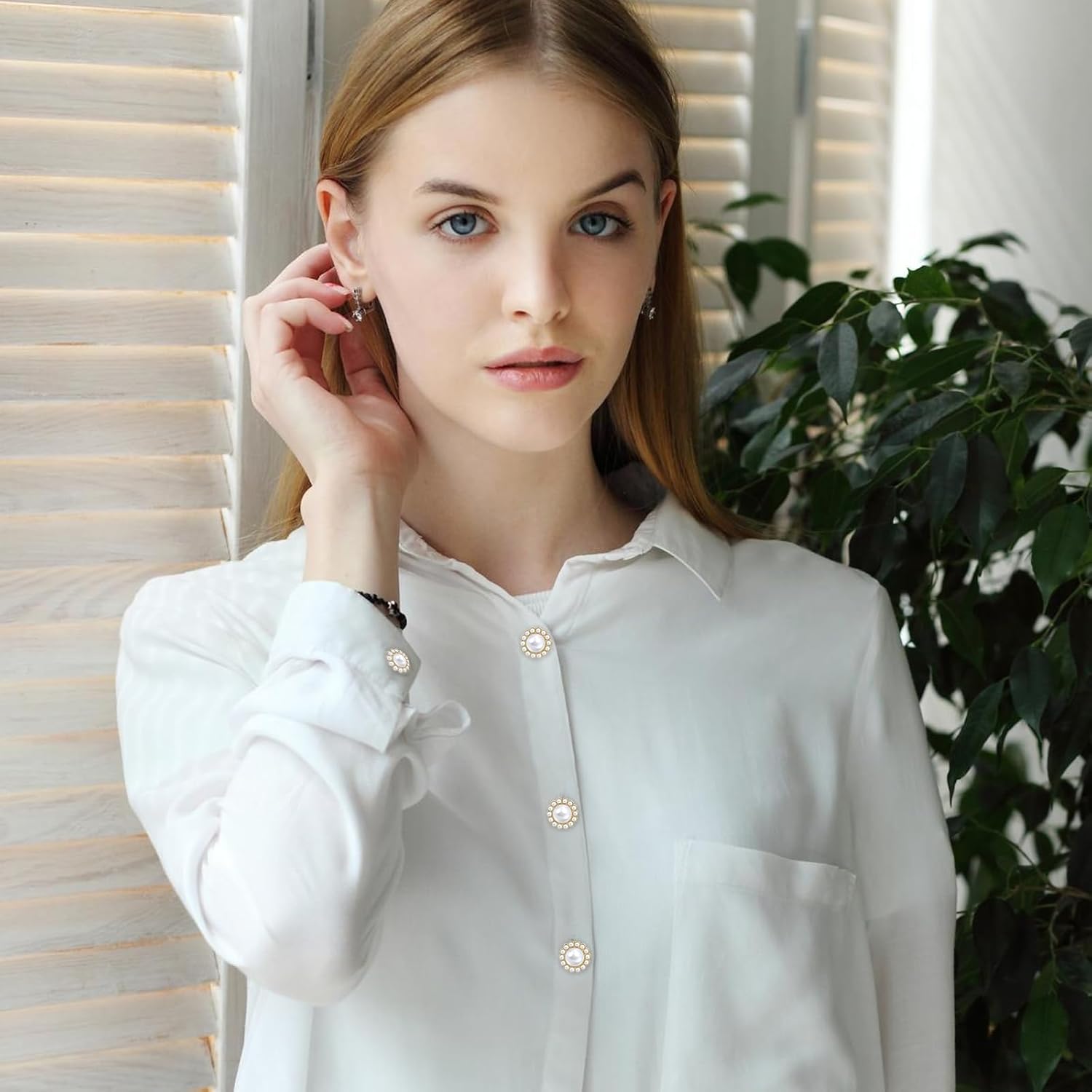 12 PCS Pearl Buttons - Vintage Metal Rhinestone Faux Pearl Buttons Set for Coats, Suits, Knitting, Sweaters, Sewing, Crafting & Handmade Projects - Image 7