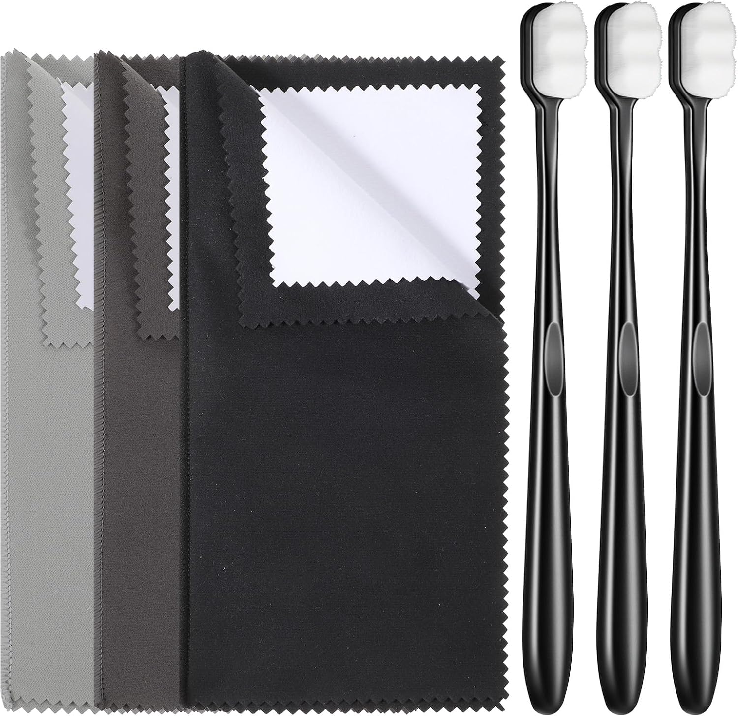 6pcs Silver Jewellery Ring Cleaning Polish Cloths Soft Brushes Kit