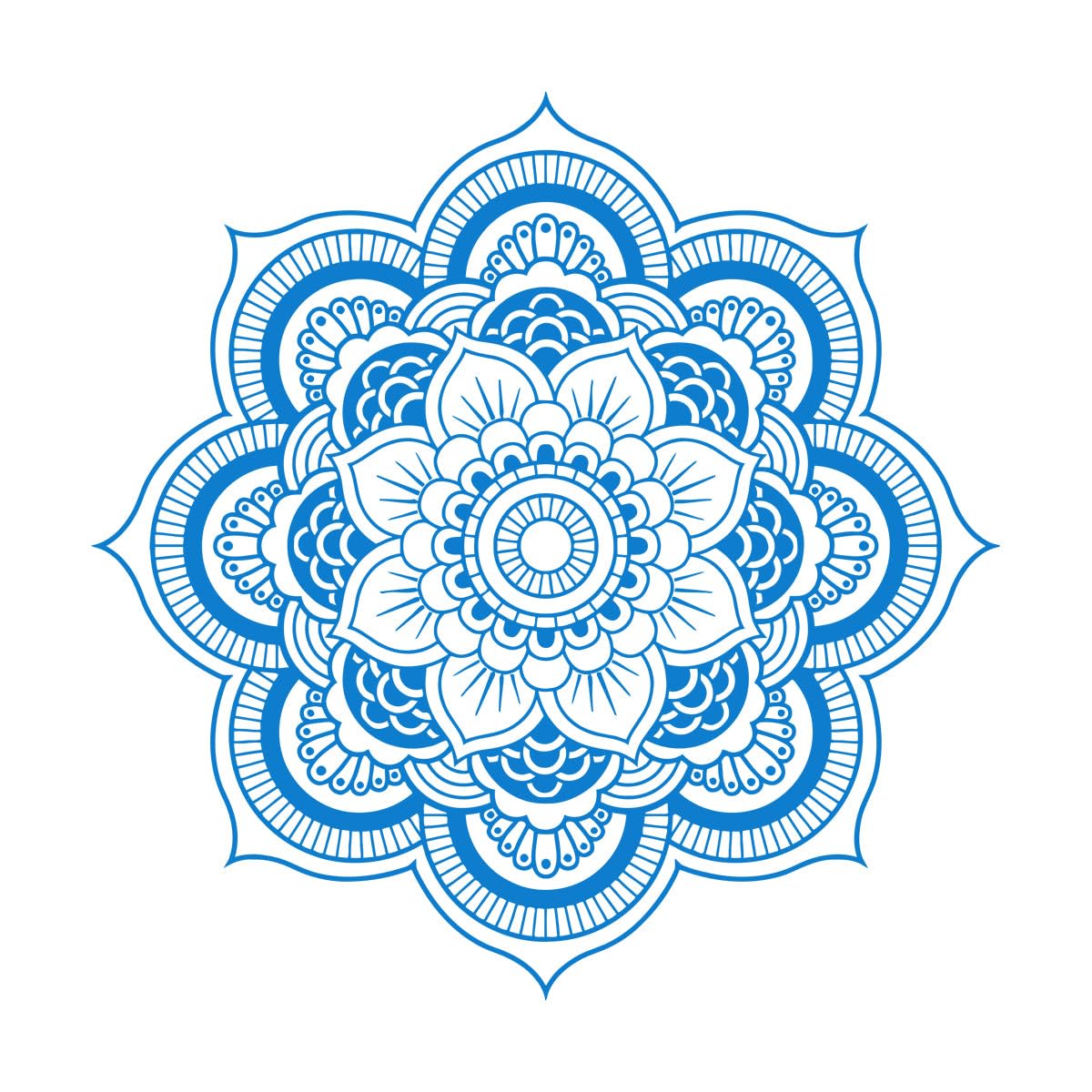 Lettering Decals Lotus Flower Mandala Décor Pattern 54x54cm Art Mural Painting Large Blue