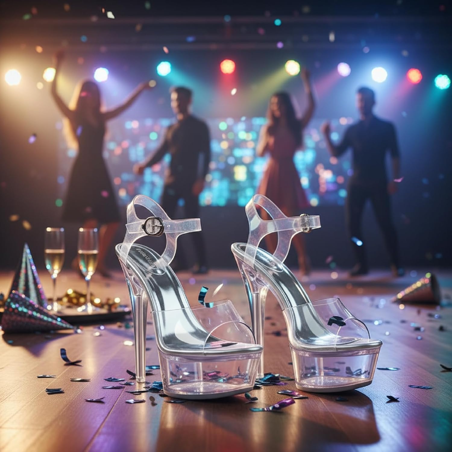 Fantoesay Women's Clear Sexy High Heeled Platform Sandals-Stiletto Heels Casual Dance Party Sandals - Image 5