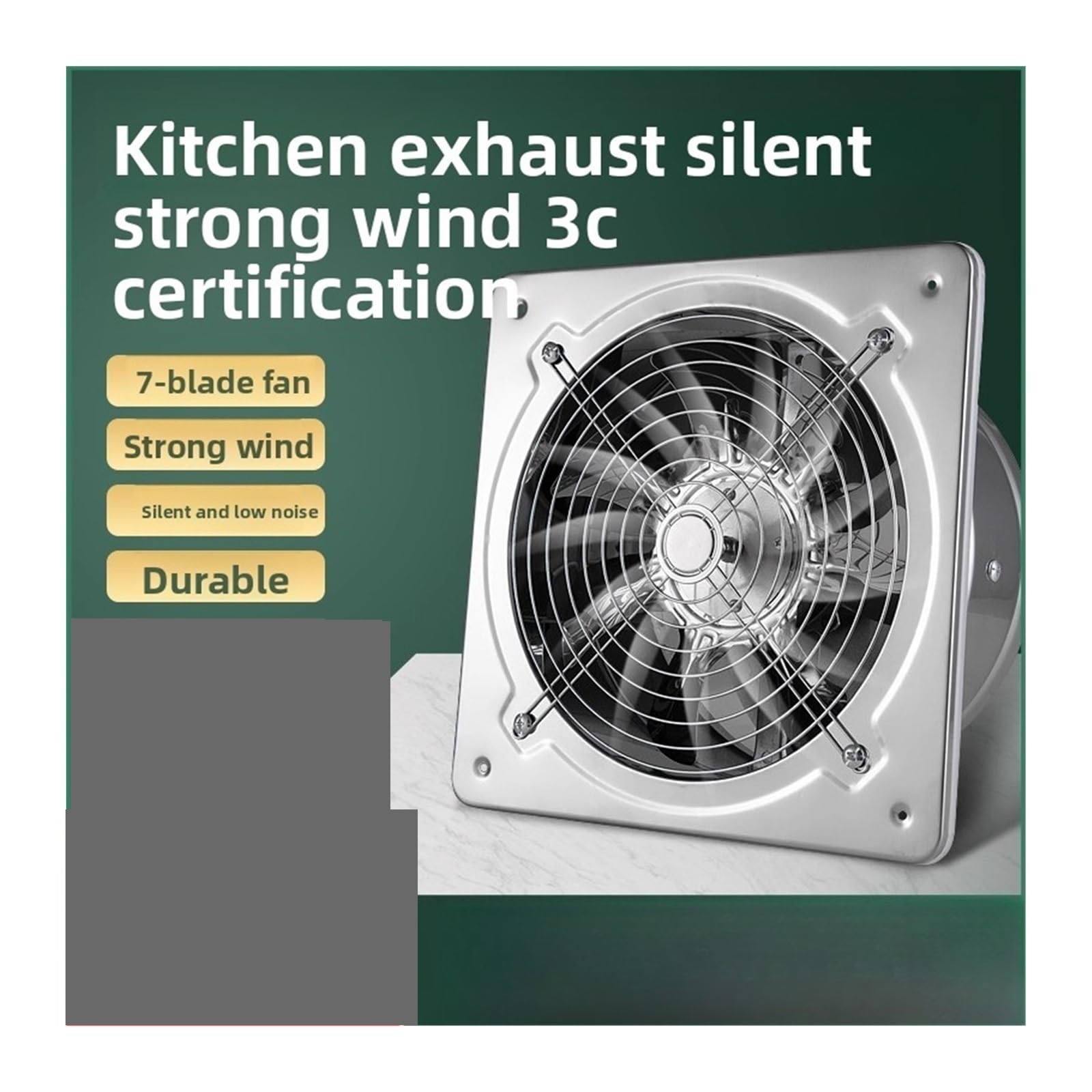 Ventilador de escape, Extractor De Aire, Cocina, Ventilador Humos Aceite, Baño, Ventilación Acero Inoxidable, Campana Extractora Industrial(10 inch D1)