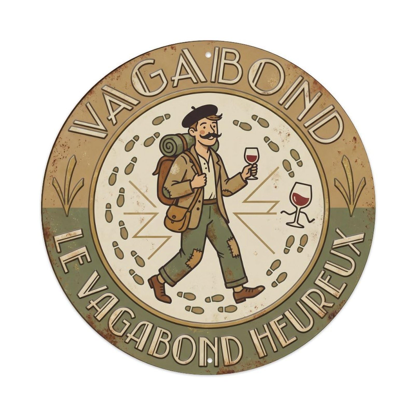 Wanderer Humorous Mancave Wanderer Metal Tin Sign Plaque Wall Decor for Cafe, Club Bar, Office, Home Garden Round Metal Poster 8x8Inch