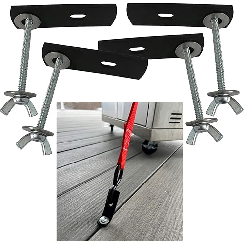 Keyfit Tools Deck Anchor Low Profile Light Duty Deck Tie Down Point (4 Pack) for Deck Gaps No Drill No Tools Needed Max Hold 40 lbs