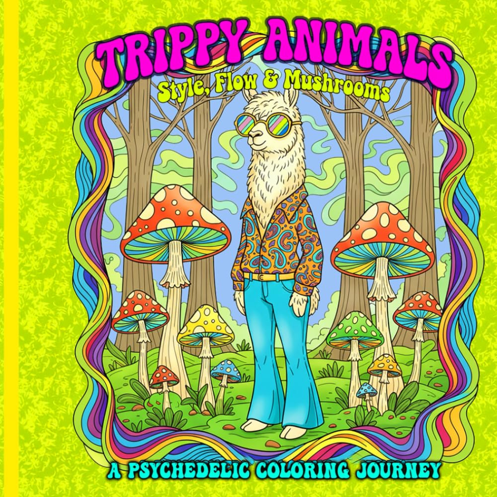 Trippy Animals: Style, Flow & Mushrooms — A Psychedelic Coloring Journey