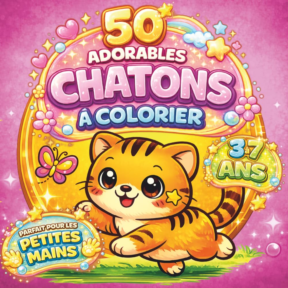 50 Adorables Chatons à Colorier : Livre de coloriage pour enfants de 3 à 7 ans: Dessins faciles de chatons mignons pour filles et garçons | Activité créative dès 3 ans