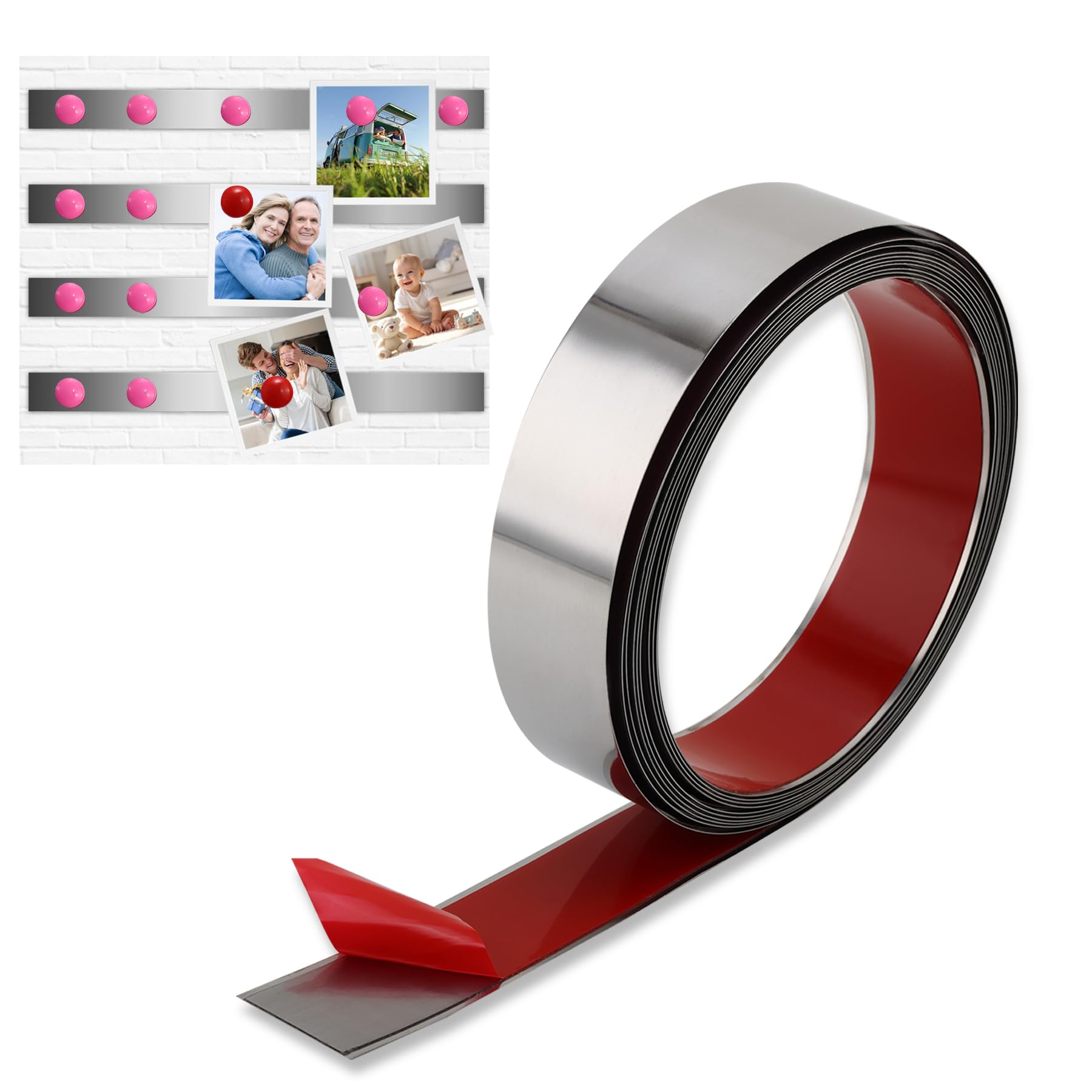 Buy Gaahing SelfAdhesive Backing Metal Tape, Flexible Ferrous Memo