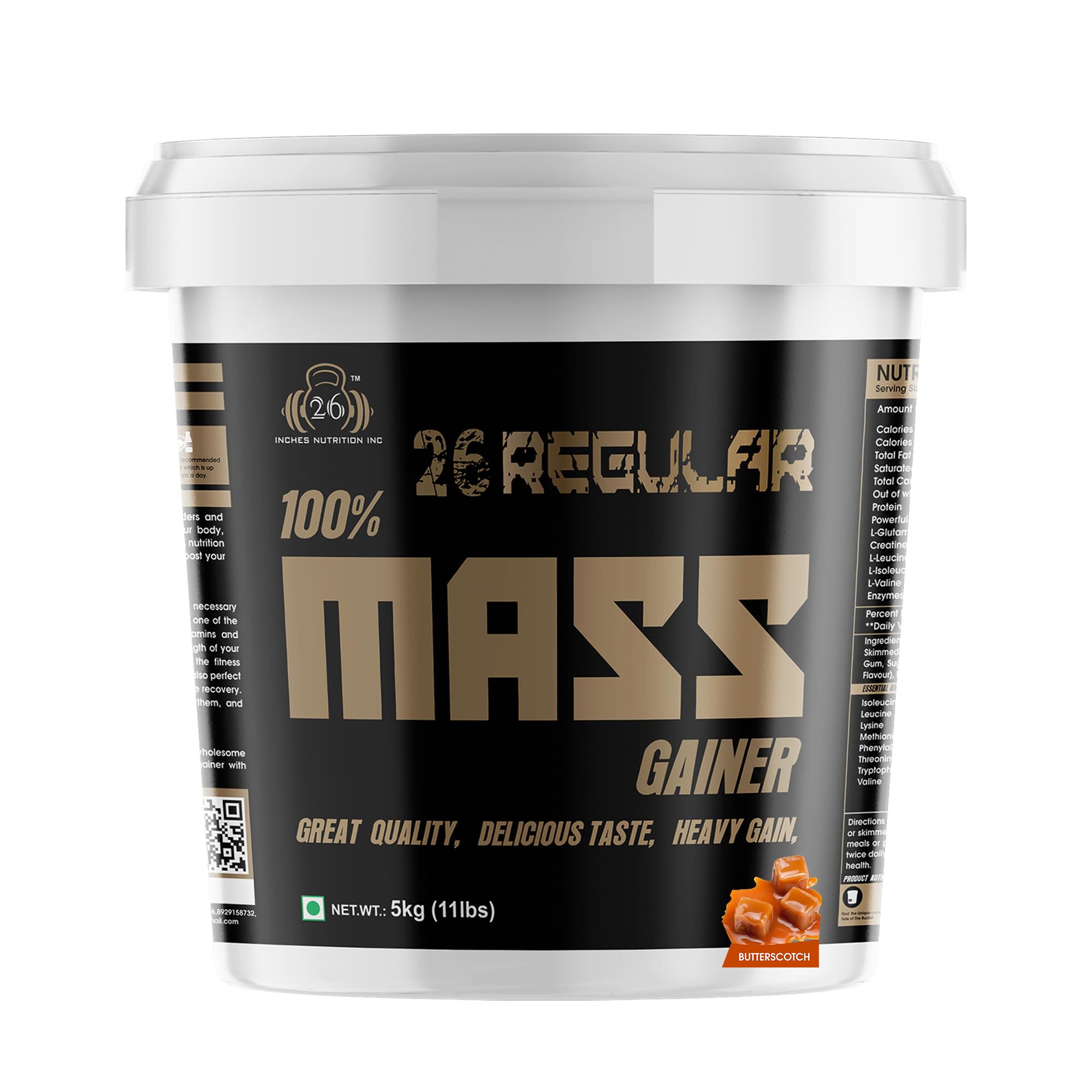 26 INCHES NUTRITION INC Regular 100% Mass Gainer-5 Kg | Weight Gainer | Mass Gainer | Bulk Gainer | Protein Powder (Butterscotch, PO1) (B0BS9NNDTC) Amazon Price History, Amazon Price Tracker