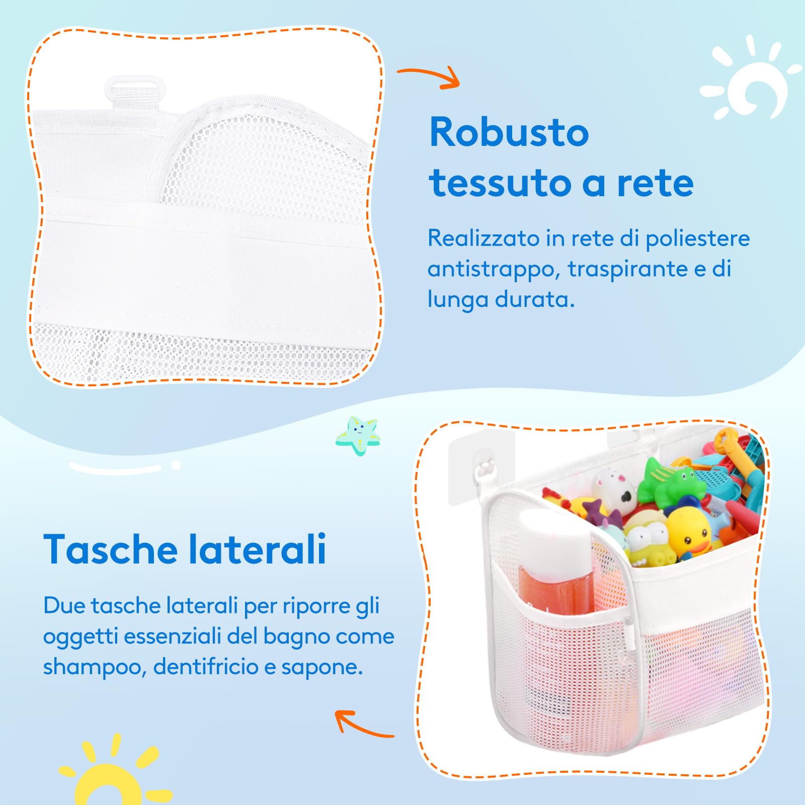 Rete per Giocattoli da Bagno, Rete Porta Giochi Bagnetto