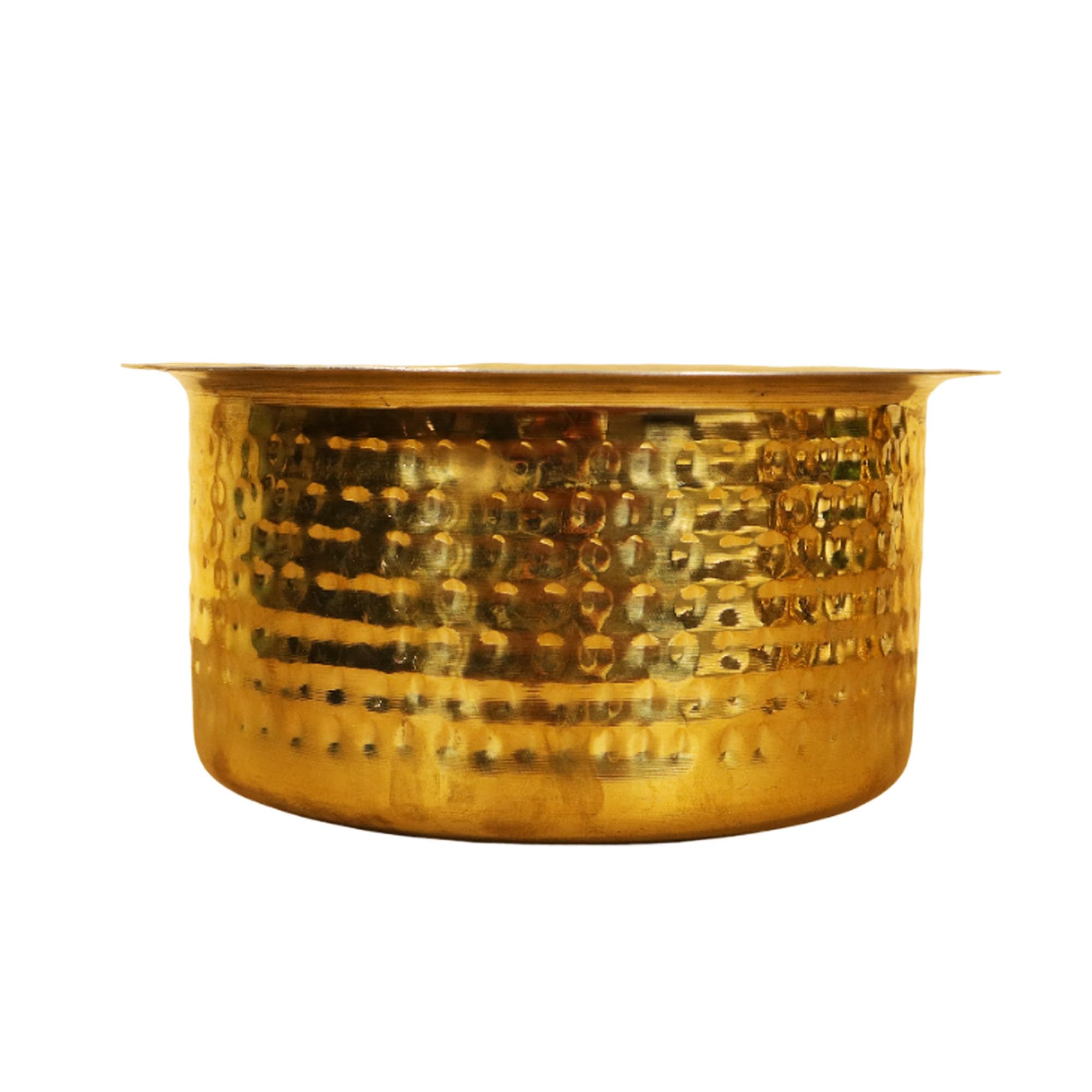 Putrika Brass Utensil Hammered Vadi Chatti with TIN Coating|Tope|KitchenWare|cookware|Brass Pathiram|Patilas|Tapeli|Peetal|Sarva Satti|Bhagoni Set-Hammered Vadi Chatti (Size 4) 1