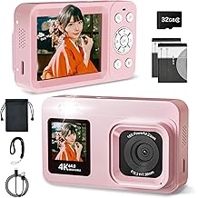 Digital Camera, IPS, Dual Screen, 4K, 64 Megapixels, Digital Camera, 30 FPS, Compact Camera, 32 GB Memory Card Included, 18x Digital Zoom, Lightweight, 2.8 Inch Screen, Includes 2 Batteries, Type-C