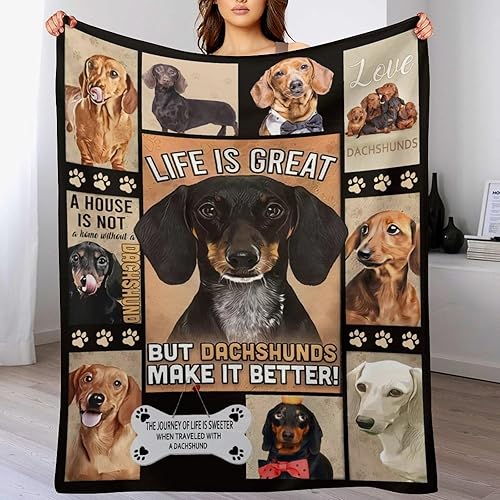 Miniatura 2 de Manta de perro Dachshund para niñas y niños, regalos de perro salchicha, manta para sofá cama, manta de franela suave y cálida para niños y adultos,