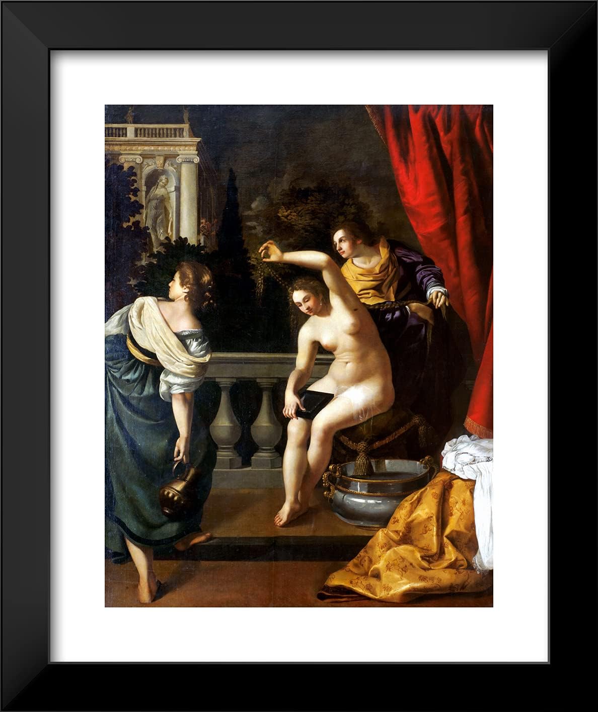ArtDirect Gentileschi, Artemisia 20x24 Black Modern Framed Art Print Titled: Bathsheba at Her Bath