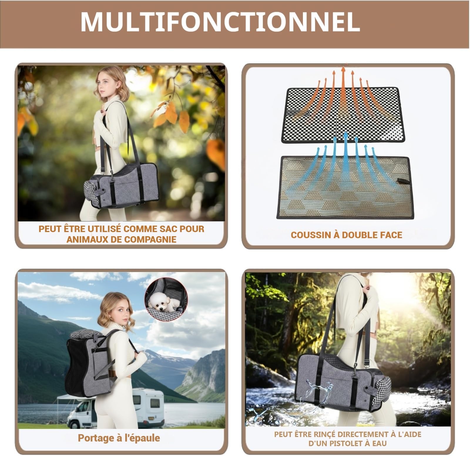 Siège de Voiture Console Centrale pour Chien, siège de Voiture pour Chiot, Console Centrale pour Petit Chien (Gris)
