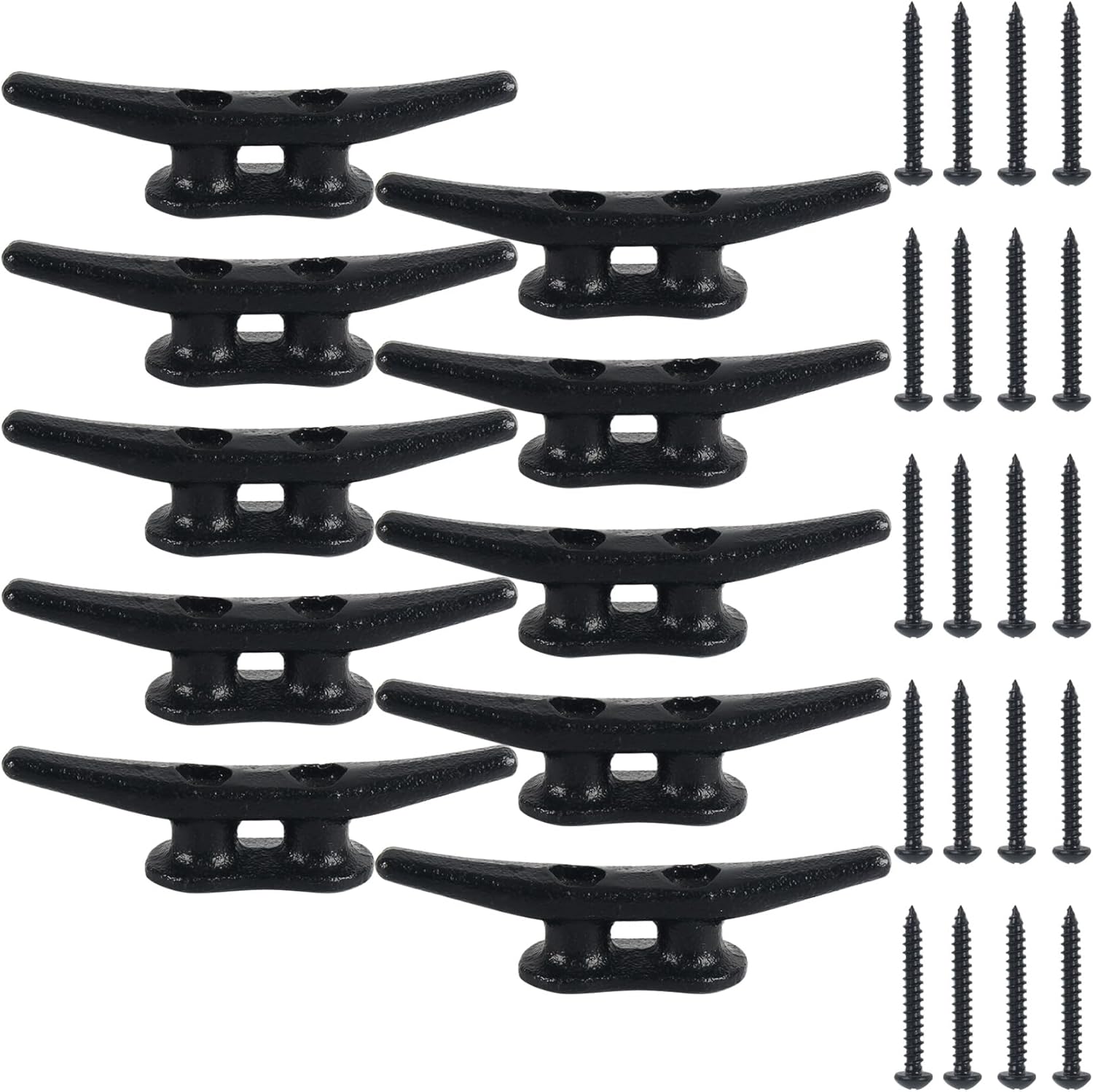 Dock Cleats Boat Dock Cleats Electrophoretic Black Coated Iron Boat Cleats Marine Grade Dock Cleats Rope Cleats for Boat, Kayak, Rope Tie Down, Deck and Déco