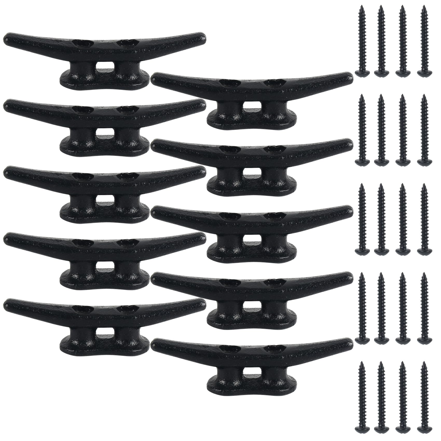 XiangGuanQianYing Dock Cleats Boat Dock Cleats Electrophoretic Black Coated Iron Boat Cleats Marine Grade Dock Cleats Rope Cleats for Boat, Kayak,