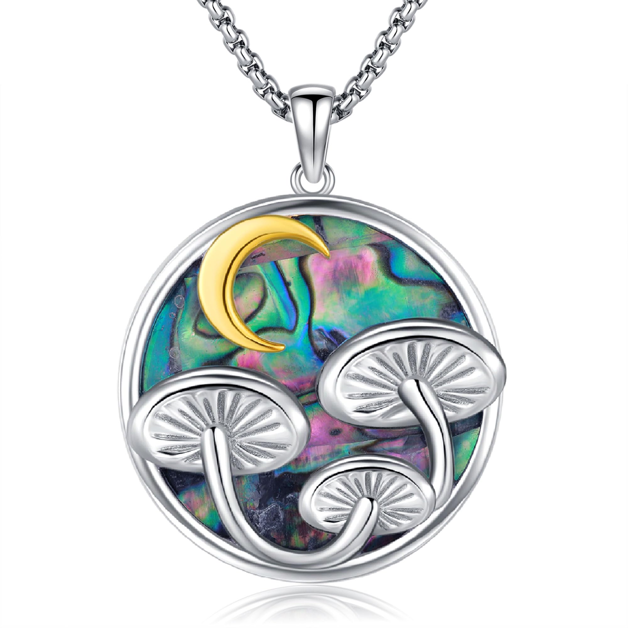 DRINSPER 925 Sterling Silver Mushroom | Satanic | Witches Knot | Hecate | Star of David | Memento Mori Necklace, Pagan Jewelry Gift for Men Women.