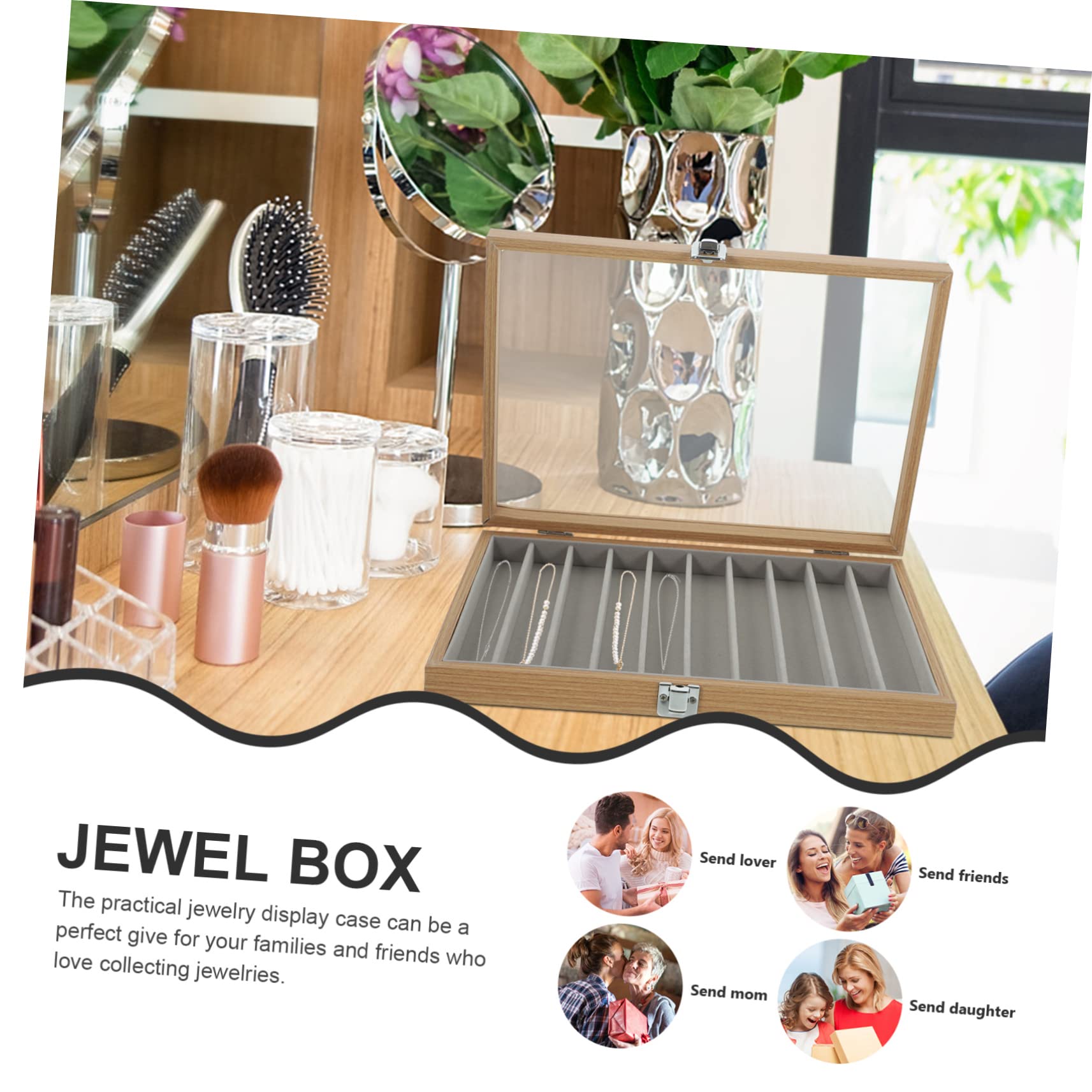 KOMBIUDA Caja De Almacenamiento De Joyas Transparente Expositor Para Collares y Pulseras Organizador De Anillos Tapa Para Exhibición De Joyería