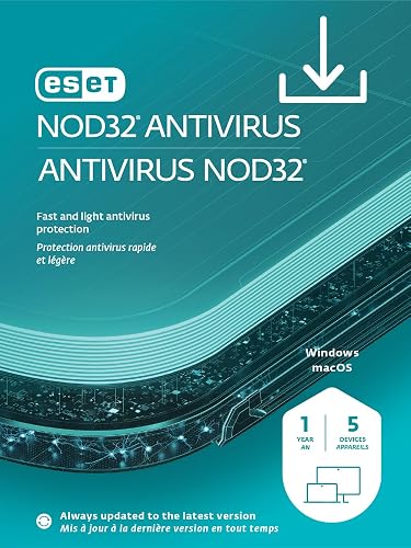 ESET NOD32 Antivirus | 5 Devices | 1 Year | Antivirus Software | Gamer Mode | Light System Footprint | Official Download with License [PC/Mac Online Code]