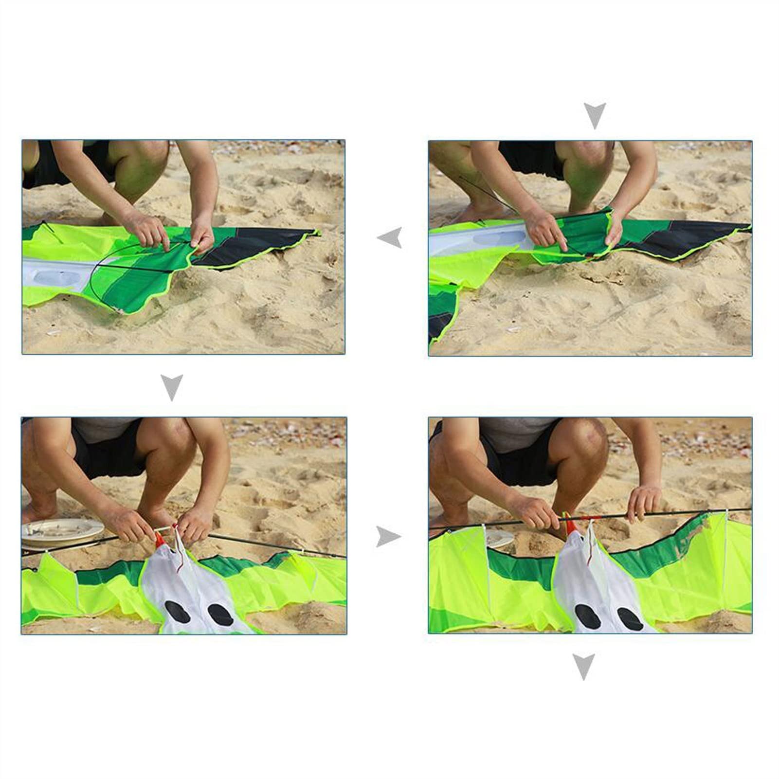 Cometa para niños, cometa de águila verde de pastizales para adultos y niños, cometa deportiva al aire libre, cometa colorida fácil de volar
